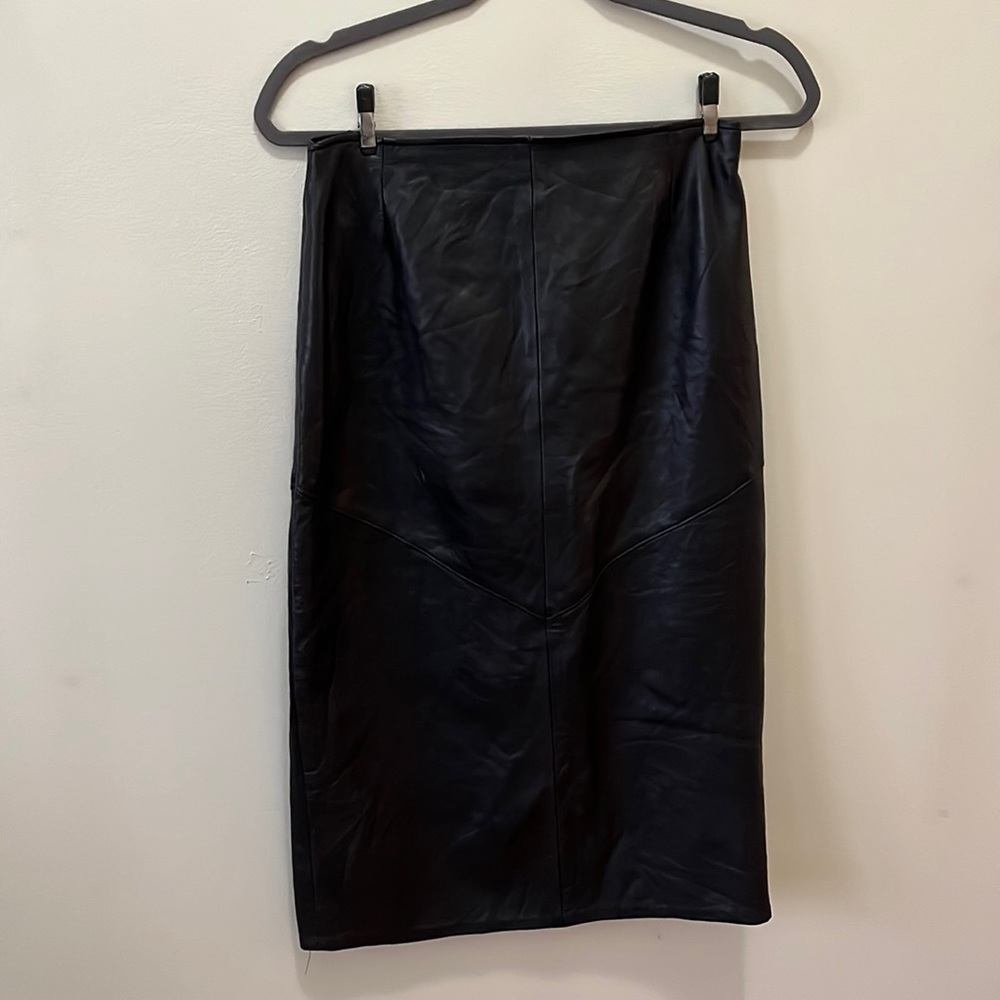 Firenze Santa Barbara - Black Leather Skirt - Vintage - size 10